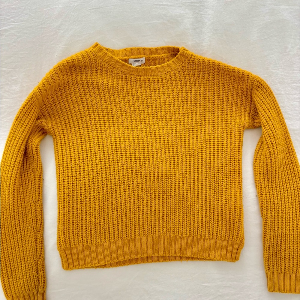 Girls’ Forever 21 Mustard Yellow Crew Neck Sweater - Size 7/8